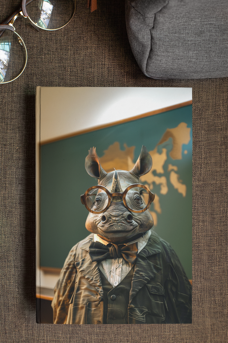 Professor Rhino, Geography - Hardcover Journal 5x8
