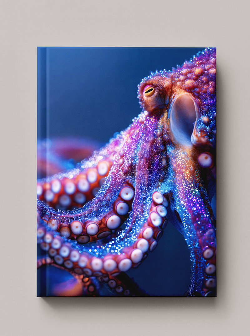 Close-up of iridescent cephalopod with intricate rainbow color patterns in deep ocean — Sea in Color hardcover
art journal by Paint the Ocean Blue